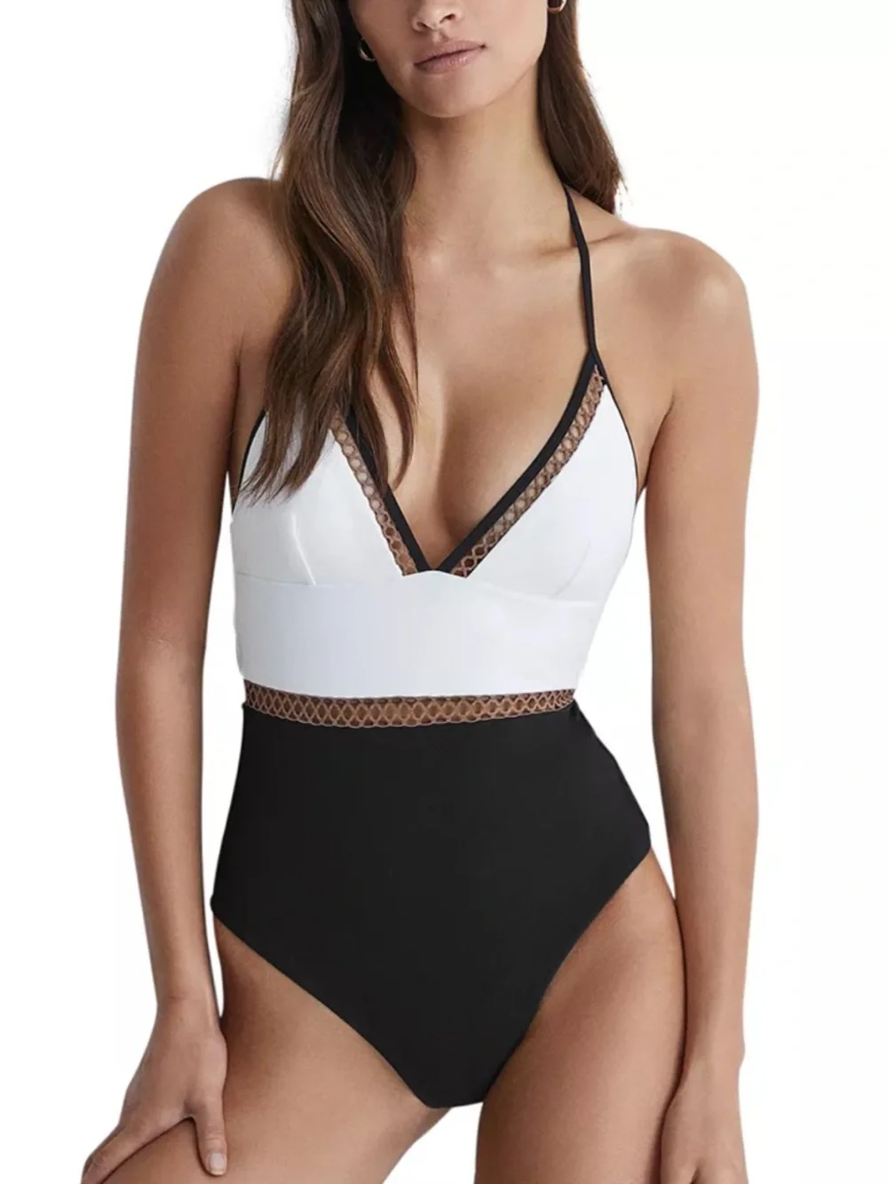 REISS ray colorblock bathing suit - Picture 4 of 8